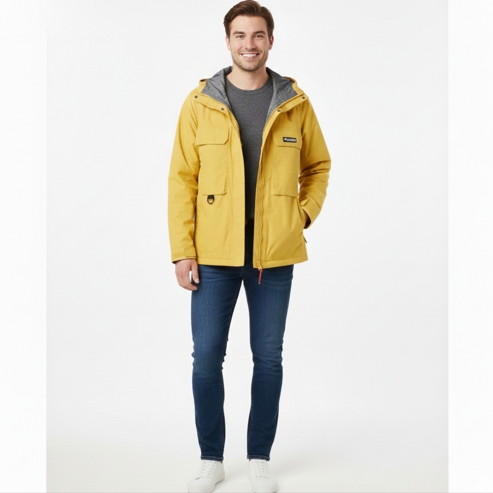 Columbia Jacket Hood Columbia Onmi-Tech Waterproof Jacket Yellow Men's Size L